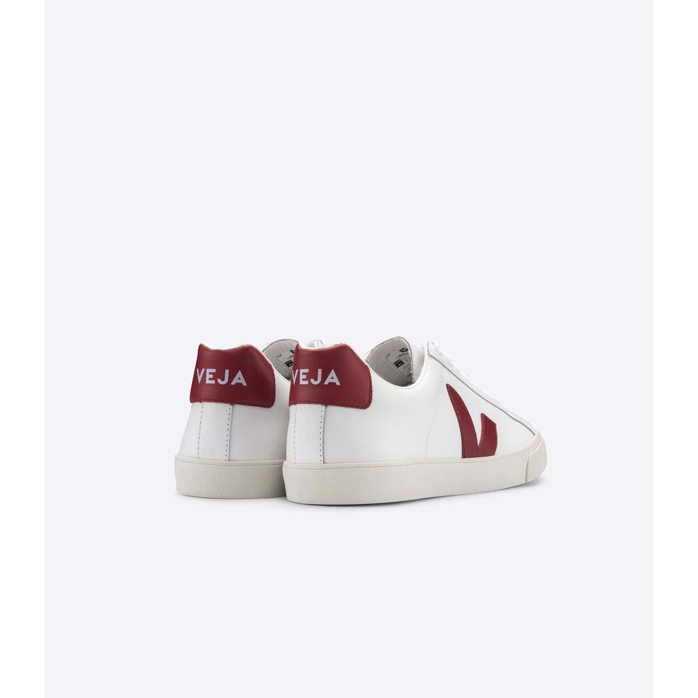 Veja ESPLAR LEATHER Women's Sneakers White/Red | NZ 620JPQ